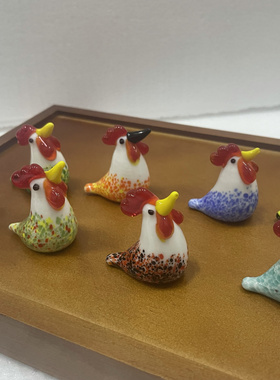淄博博山陶瓷琉璃大观园手工琉璃小鸡哒哒鸡咕咕鸡动物摆件桌面
