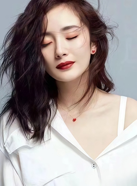 红色爱心银女日本小红心项链耳钉