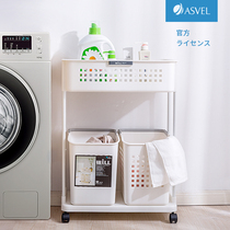 3084-Japanese imports ASVEL Dirty Clothes Basket Laundry Basket Cart Assorts Dirty Laundry Basket Double Bathroom containing baskets