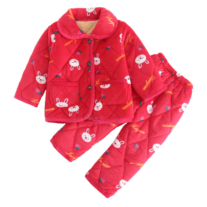 女童睡衣冬季加厚儿童家居服加绒男童秋冬法兰绒宝宝夹棉保暖套装,淘宝优惠券,粉丝福利购,淘宝优惠卷