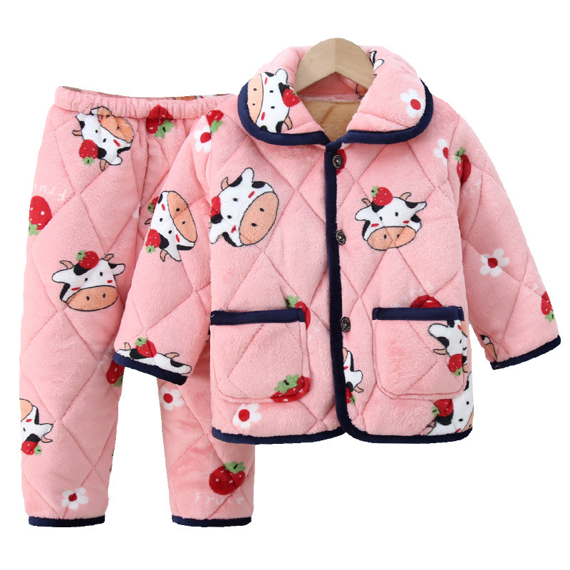 儿童睡衣冬季加厚加绒男童女童法兰绒女孩宝宝珊瑚绒保暖夹棉套装,淘宝优惠券,粉丝福利购,淘宝优惠卷