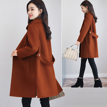 Cashmere woolen coat women's mid-length 2024 spring and autumn style small fat MM large size plus cotton woolen coat trendy