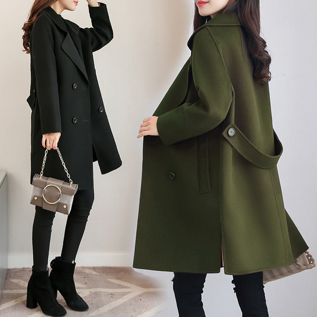 New style small fat girl plus size cotton cashmere coat