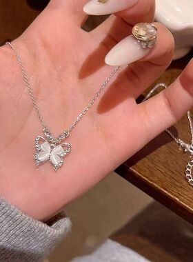 芭蕾碎银蝴蝶结项链女夏