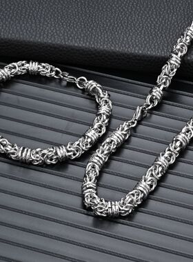 嘻哈说唱荆棘项链男款百搭潮流单链条粗长款挂链不掉色钛钢装饰品