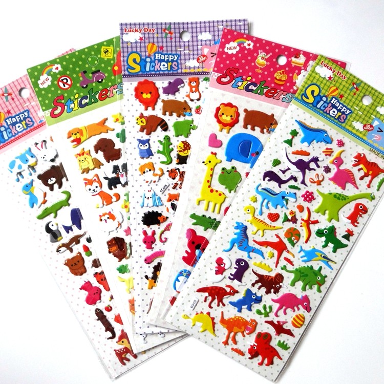 sticker贴纸泡泡贴儿童卡通动漫贴画立体奖励小粘贴小动物贴贴纸_虎窝淘