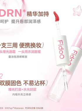 Fidoo浮汀轻雾双头唇釉镜面水光唇泥唇蜜保湿口红雨衣自然素颜女