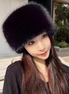 冬季仿皮草圆顶保暖帽