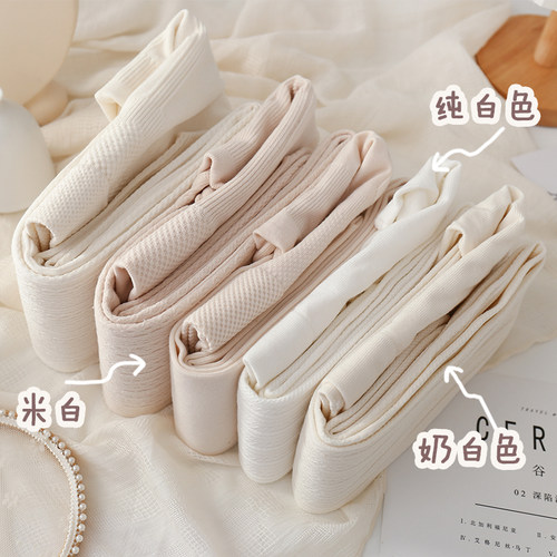 日系jk奶白色连裤袜秋冬加厚加绒白色打底袜女棉质显瘦米白色丝袜 - 图0