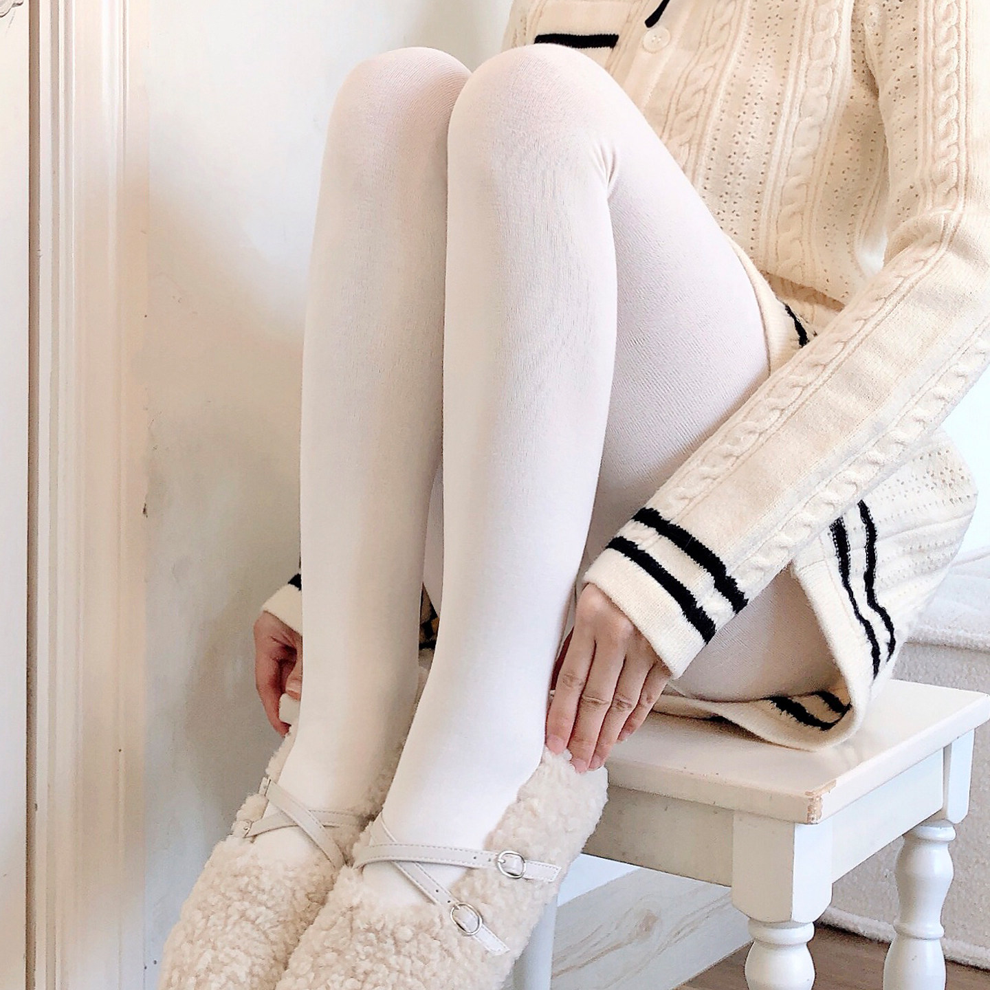 秋冬季加绒白色连裤袜JK米白丝袜显瘦加厚奶白色保暖打底裤女外穿,淘宝优惠券,粉丝福利购,淘宝优惠卷