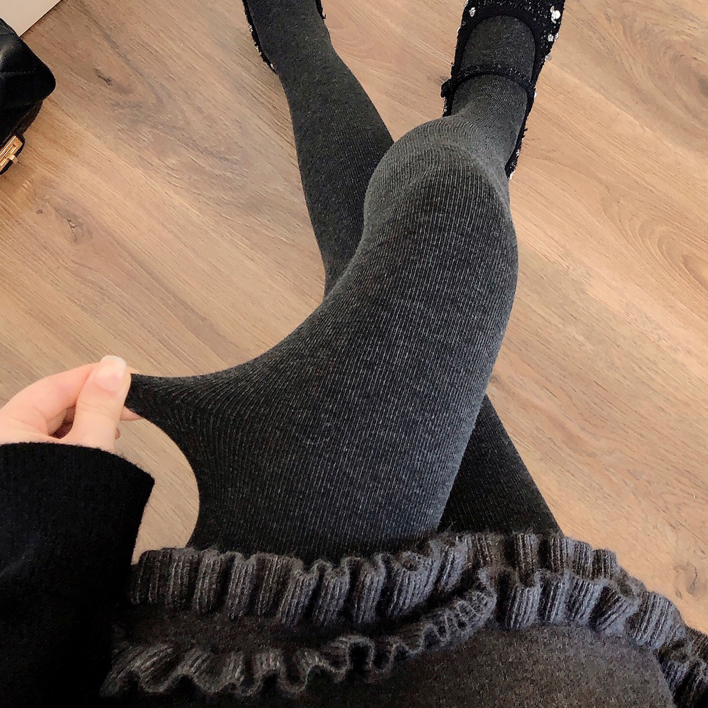 秋冬季加绒咖啡色打底裤袜女外穿加厚保暖烟灰色连裤袜显瘦踩脚袜 - 图3