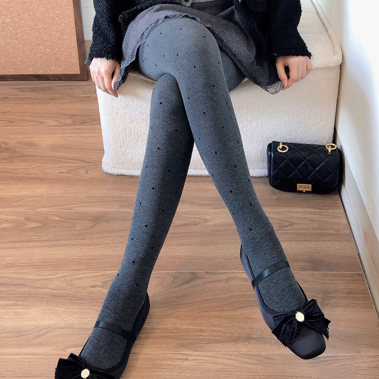 加绒烟灰色打底裤女秋冬款加厚小圆点连裤袜显瘦深灰色保暖打底袜,淘宝优惠券,粉丝福利购,淘宝优惠卷