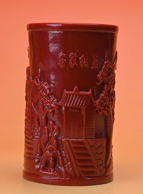 朱砂紫金砂客家摇篮客厅桌面轻奢工艺品雕刻装饰居家笔筒摆件送礼