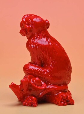 朱砂生肖猴摆件猴年吉祥物家居风水摆设十二生肖猴办公室装饰品