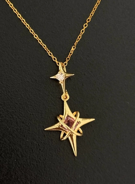 简约微镶十字星八芒锁骨链