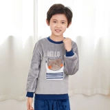 Фланелевая демисезонная детская пижама для мальчиков, флисовый удерживающий тепло коралловый бархатный комплект, увеличенная толщина, подходит для подростков