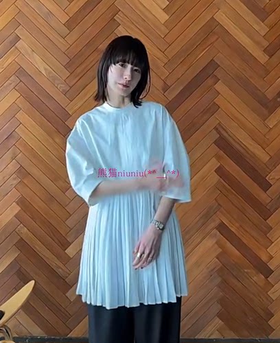 独+原D~小众设计感 C1ane家 松本惠奈 收腰款显瘦百搭褶皱衬衣衫 - 图3