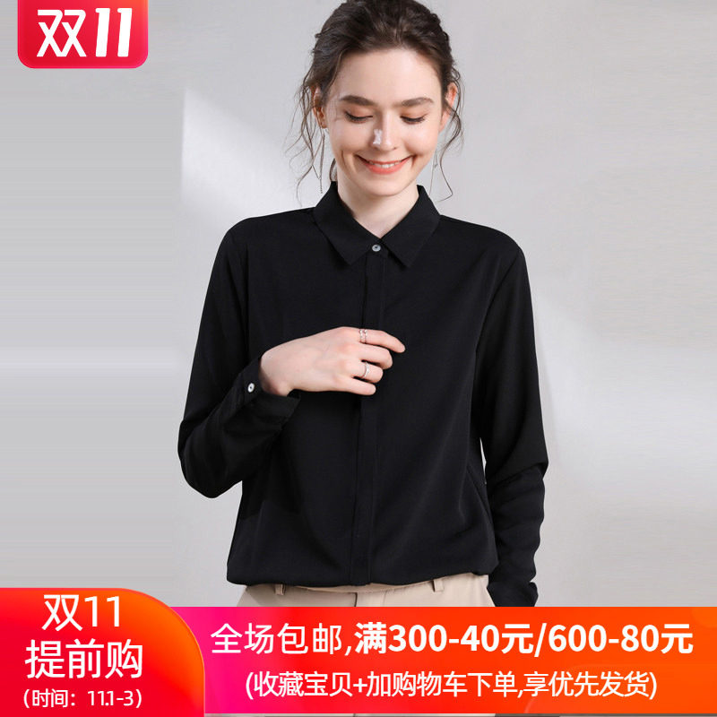 雪纺黑色宽松韩版气质洋气性感衬衫 crrodo衬衫