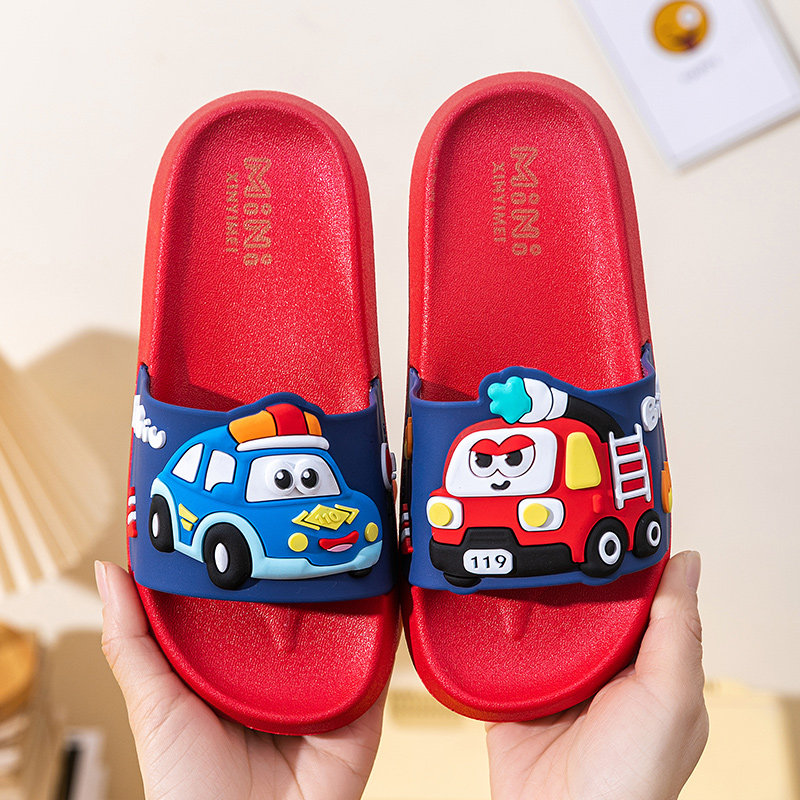 小汽车儿童拖鞋夏季新款防滑家居家洗澡警车消防车男孩室内凉拖鞋,淘宝优惠券,粉丝福利购,淘宝优惠卷