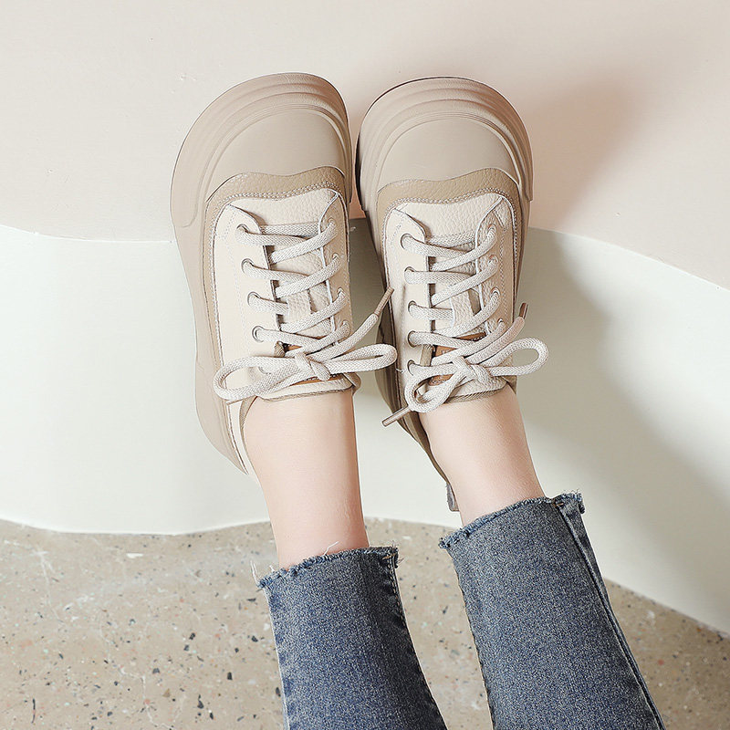 百搭新款平底系带大码休闲鞋真皮百搭防滑厚底学生小白鞋单鞋女41,淘宝优惠券,粉丝福利购,淘宝优惠卷