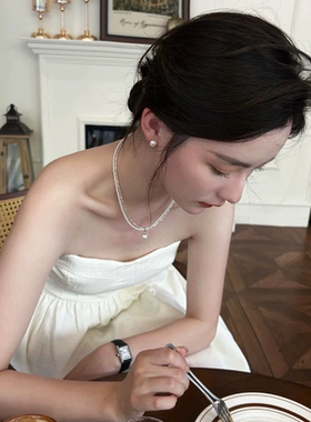 碎银子s925纯银珍珠项链女法式轻奢气质高级感珍珠吊坠送女友礼物