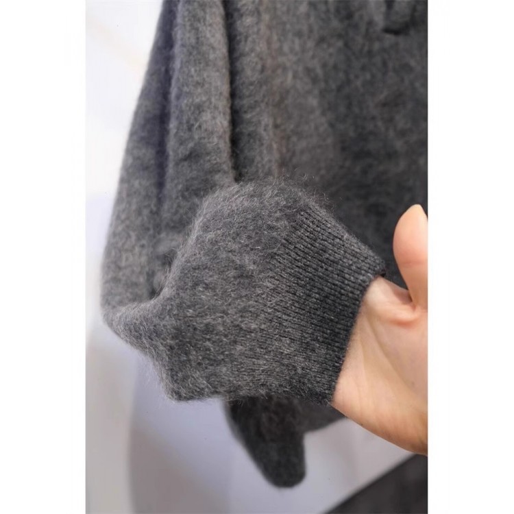 2025秋冬新款100%纯山羊绒套头毛衣女灰色宽松大码显瘦针织打底衫,淘宝优惠券,粉丝福利购,淘宝优惠卷