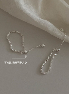 纯银满天星抽拉时尚小众设计戒指