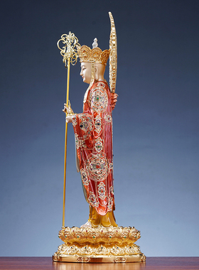 黄铜站像带帽地藏王菩萨