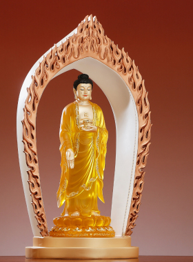 东林大佛佛像树脂仿琉璃贴金摆件