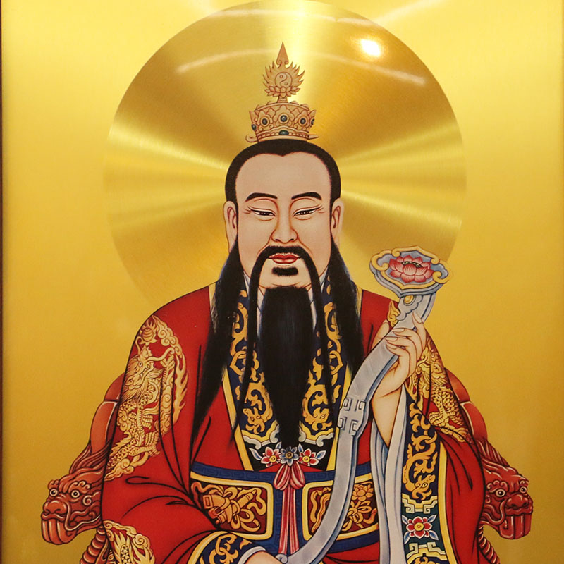 三清道祖神像画像太上老君铜板壁画客厅挂画装饰画墙壁中式中堂画