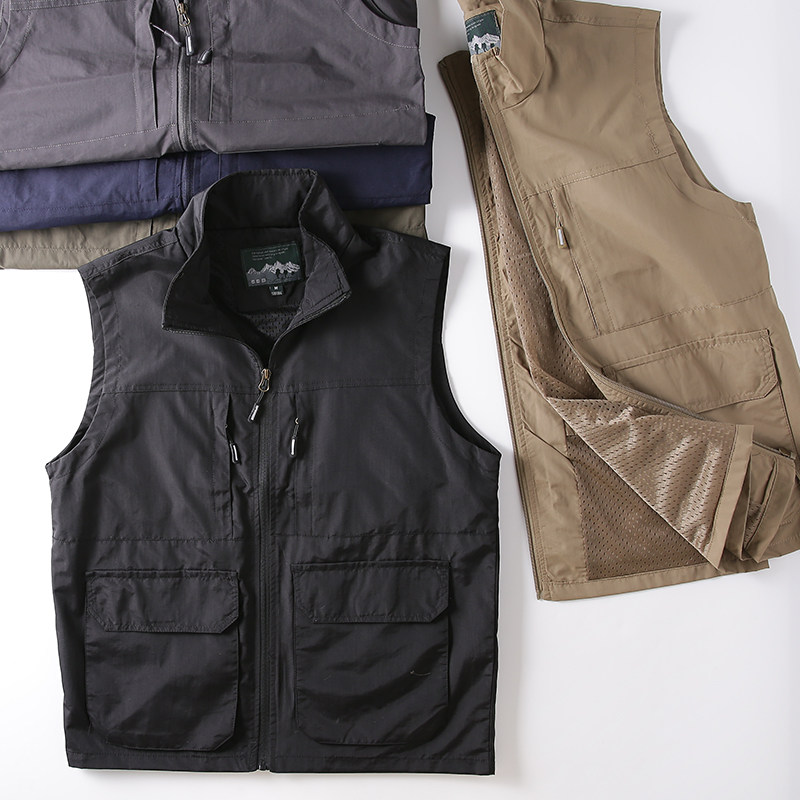 牛货！欧美有大码！户外防水透气！秋季男士休闲钓鱼工装背心马甲,淘宝优惠券,粉丝福利购,淘宝优惠卷