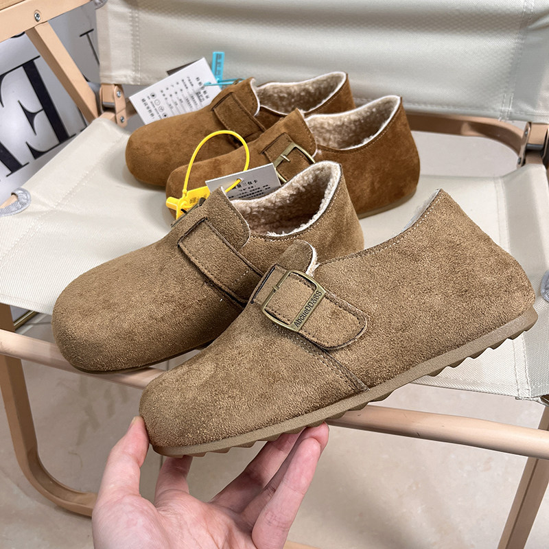 复古勃肯鞋！反绒革鞋面+橡胶软底！冬季女士一脚蹬加绒保暖棉鞋,淘宝优惠券,粉丝福利购,淘宝优惠卷