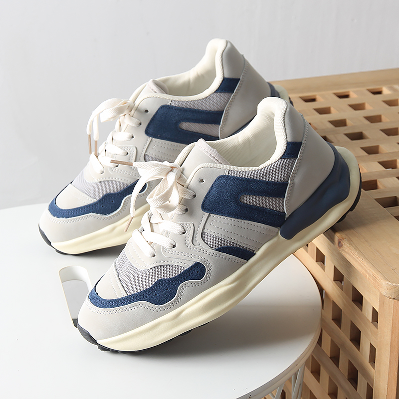 复古溶解法训鞋！超纤皮拼接！潮流拼色男士时尚系带运动鞋休闲鞋 - 图3