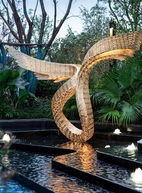 不锈钢抽象艺术雕塑定制异形圆环金属制品户外园林景观小区装饰