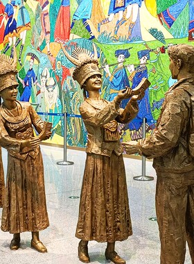 少数民族人物雕塑定制铸铜民族团结主题雕像展馆景区广场景观摆件