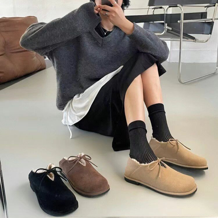 苏木槿复古百搭加绒保暖V口平底低帮女鞋棉鞋女2026冬东大门新款,淘宝优惠券,粉丝福利购,淘宝优惠卷