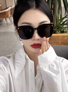 韩版方形平面墨镜女高级感ins复古黑色防晒遮阳太阳镜潮防紫外线