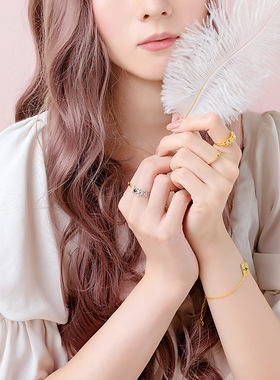 经典安徒生蓝宝石S925纯银戒指女森系指环食指戒子送女朋友礼物