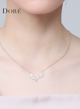 法国ST Dore/朵蕊杜乐丽花园叶子项链女S925纯银锁骨链橄榄枝吊坠
