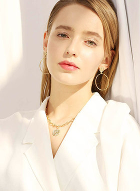 小众设计感钱币街头风夜店锁骨链