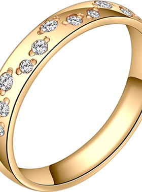 能量戒指锆石镶嵌纯银镀金复古