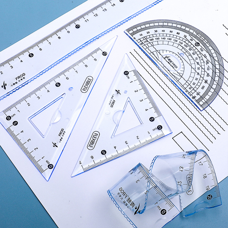 定制刻名字软尺子儿童小学生专用塑料四件套尺15/20cm直尺带波浪-图1