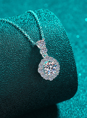 PT950铂金莫桑钻项链女圆包吊坠