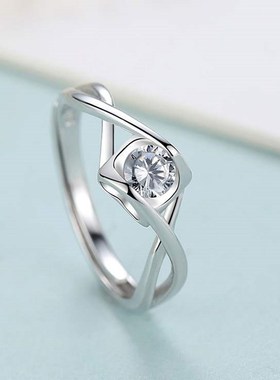 铂金戒指莫桑钻结婚表白情侣