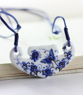 景德镇贴花民族风陶瓷饰品项链吊坠女复古森系小清新配饰