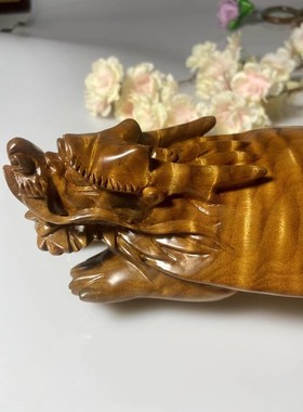 名贵金丝楠木小叶桢楠龙龟实木水波纹工艺品办公摆件招财送礼收藏