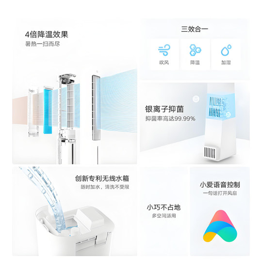 Xiaomi Mijia Intelligent Evaporation Cooling Fan Refrigeration Air Conditioning Fan Household Floor-standing Bladeless Tower Fan 2 Official Products