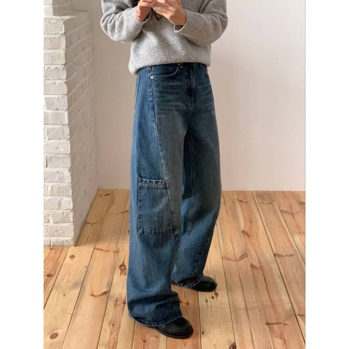 like core/COREBLUE东大门㊣代购女士新款25秋冬休闲牛仔裤 - 图0