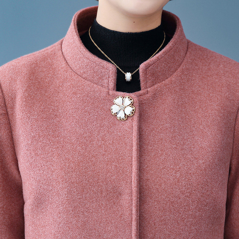 妈妈秋冬新款毛呢外套短款40岁上衣 韵姿萱中老年女装