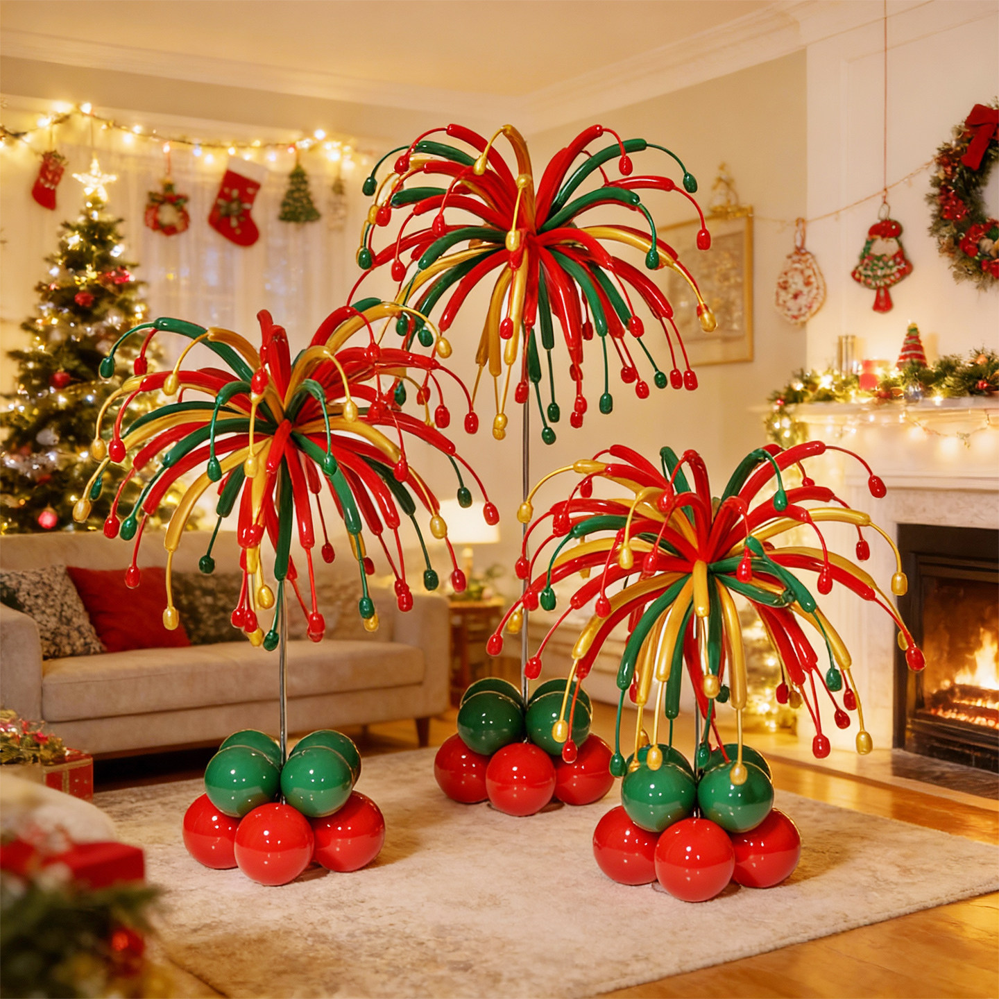 新年开学彩色长条气球氛围装饰摆件立柱商场店铺学校烟花造型布置,淘宝优惠券,粉丝福利购,淘宝优惠卷